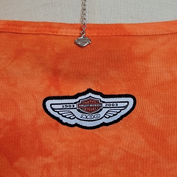 HARLEY-DAVIDSON ♡ Sweet Vintage Orange Tie Dye Embellished Bling H-D Top M - Picture 16 of 17